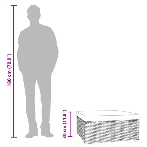  Podnóżek ogrodowy z poduszką, brązowy, 70x70x30 cm, polirattan Lumarko!