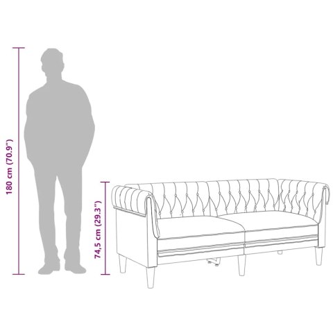 Sofa Chesterfield, dwuosobowa, jasnoszara, obita tkaniną Lumarko!