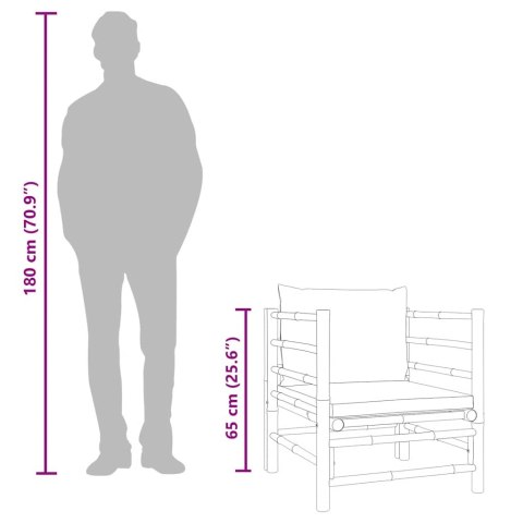Sofa ogrodowa z jasnoszarymi poduszkami, bambusowa Lumarko!