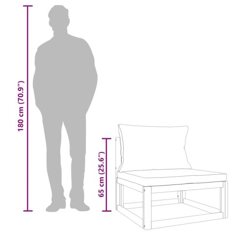 Środkowa sofa ogrodowa z jasnoszarymi poduszkami, akacja Lumarko!