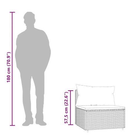 Środkowe moduły sofy z poduszkami, 2 szt., szare, polirattan Lumarko!