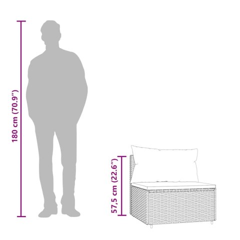 Środkowy moduł sofy z poduszkami, brązowy, polirattan Lumarko!