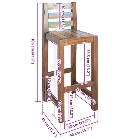  Stołki barowe, 2 szt., lite drewno z odzysku Lumarko!