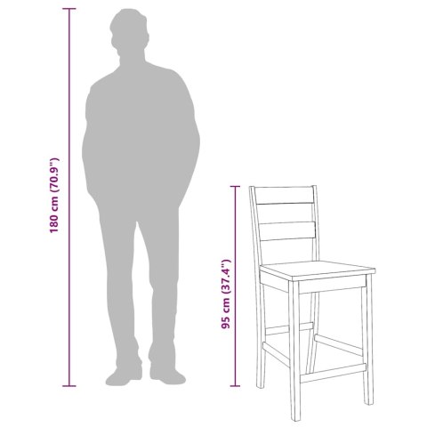 Hokery barowe 2 szt. Białe lite drewno gumowe Lumarko!