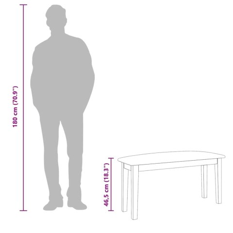  Ławka 90 cm Brązowa lite drewno Guma Lumarko! Lumarko!