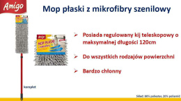 Gosia Amigo Mop Płaski Z Mikrofibry Szenilowy Z Drążkiem Teleskopowym 8819...