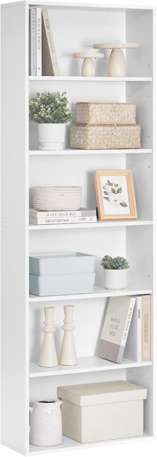 6-poziomowy regał na książki do salonu biura sypialni gabinetu styl skandynawski styl skandynawski 24 x 60 x 178, 5 cm biały Vas