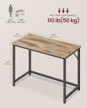 Biurko komputerowe, biurko biurowe, 100 x 50 x 76 cm, do gabinetu, sypialni, salonu, camelowy brąz i atramentowa czerń Vasagle