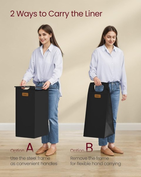 Kosz na pranie z 4 przegrodami, 150-litrowy sortownik prania, wózek na pranie z półkami, wyjmowane wkładki, 6 etykiet, kasztanow