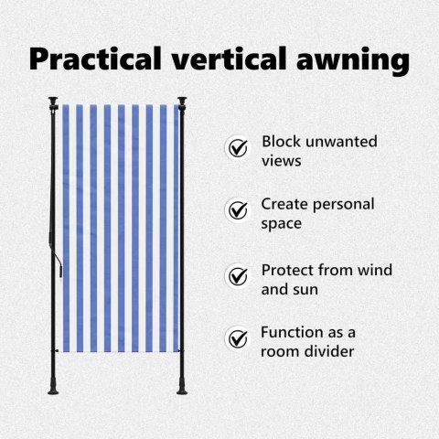 Roleta zewnętrzna, niebiesko-biała, 120x270 cm, tkanina i stal Lumarko! Lumarko!