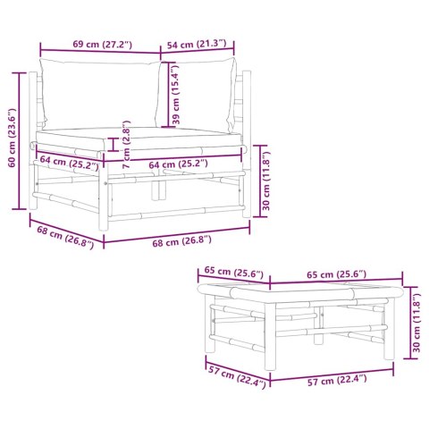  2-cz. zestaw mebli do ogrodu, śmietankowe poduszki, bambus Lumarko!
