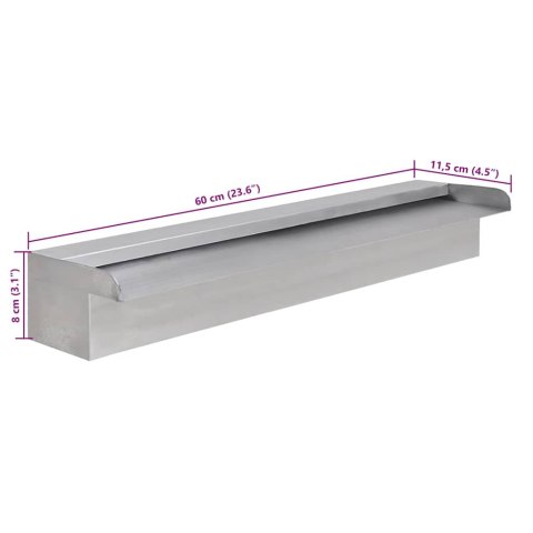 Fontanna / Wodospad do basenu Prostokątny ze stali nierdzewnej 60 cm Lumarko!