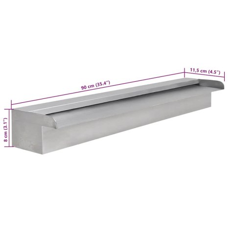 Fontanna / Wodospad do basenu Prostokątny ze stali nierdzewnej 90 cm Lumarko!