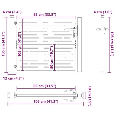 Furtka ogrodowa, 105x105 cm, stal kortenowska, motyw prostokąty Lumarko!