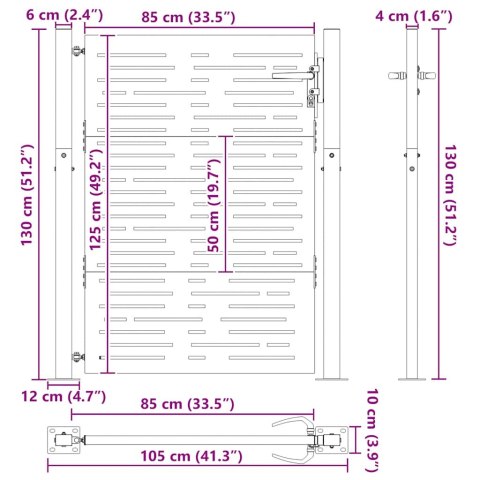 Furtka ogrodowa, 105x130 cm, stal kortenowska, motyw prostokąty Lumarko!