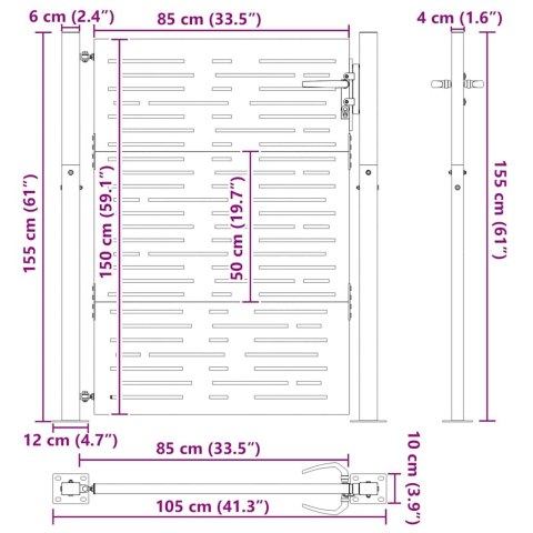 Furtka ogrodowa, 105x155 cm, stal kortenowska, motyw prostokąty Lumarko! Lumarko!