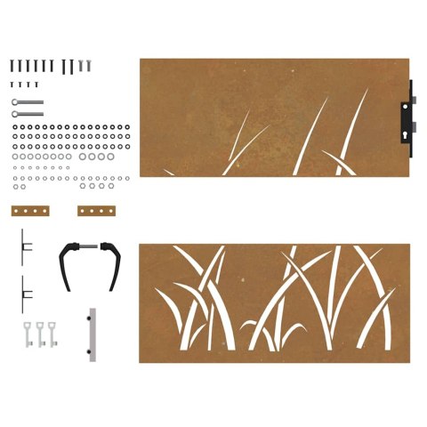 Furtka ogrodowa, 85x100 cm, stal kortenowska, motyw trawy Lumarko!