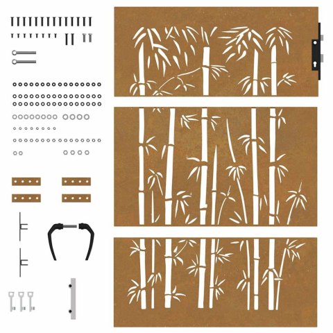 Furtka ogrodowa, 85x125 cm, stal kortenowska, motyw bambusa Lumarko!