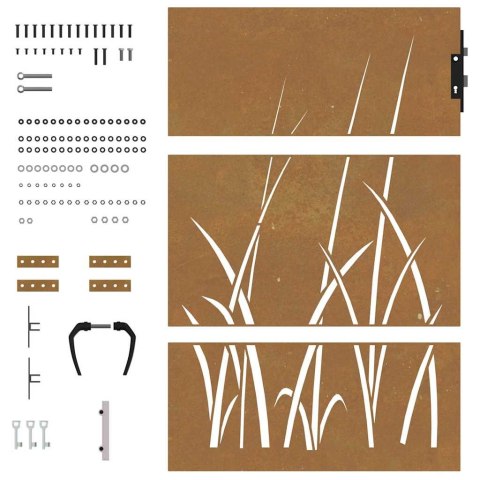 Furtka ogrodowa, 85x125 cm, stal kortenowska, motyw trawy Lumarko!