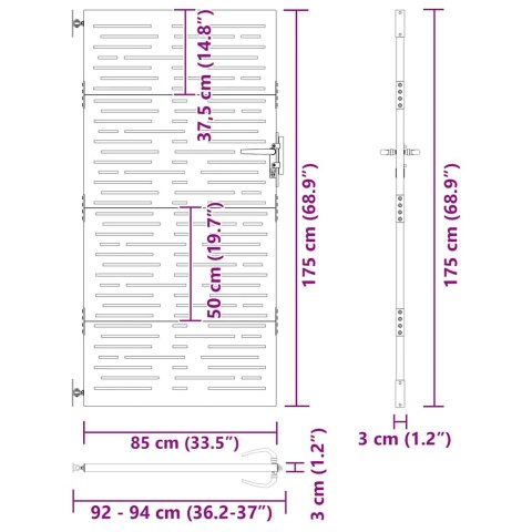 Furtka ogrodowa, 85x175 cm, stal kortenowska, motyw prostokątów Lumarko!