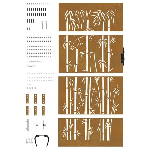 Furtka ogrodowa, 85x200 cm, stal kortenowska, motyw bambusa Lumarko! Lumarko!