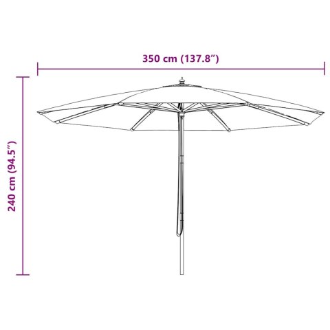  Parasol ogrodowy na drewnianym słupku, 350 cm, burgundowy Lumarko!