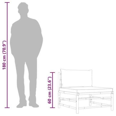  Środkowa sofa ogrodowa z ciemnoszarymi poduszkami, bambusowa Lumarko!