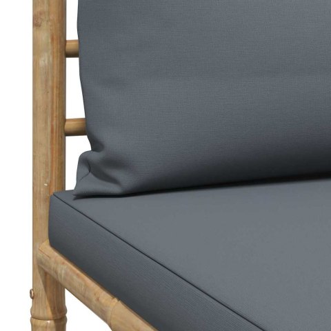  Środkowa sofa ogrodowa z ciemnoszarymi poduszkami, bambusowa Lumarko!
