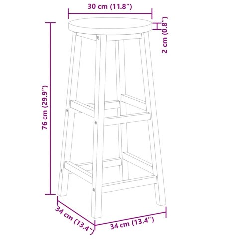  Stołki barowe, 4 szt., lite drewno akacjowe Lumarko!