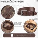 Pasek męski skórzany premium z klasyczną klamrą elegancki brązowy 100 cm Paolo Peruzzi PG-10-BR-100