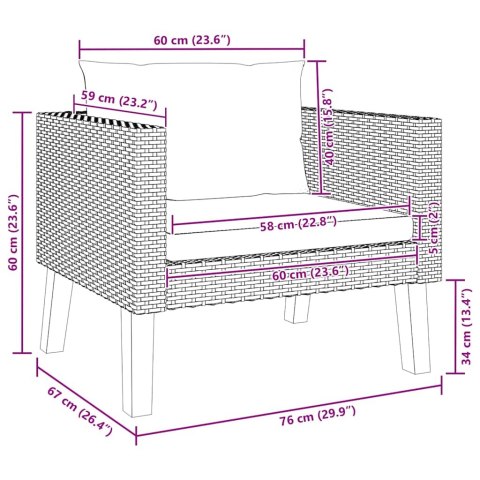 Pojedyncza sofa ogrodowa z poduszkami, rattan PE, czarny Lumarko!