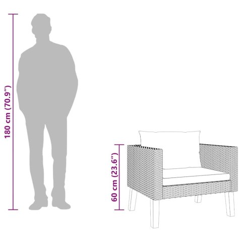  Pojedyncza sofa ogrodowa z poduszkami, rattan PE, czarny Lumarko!