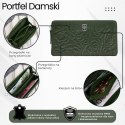 Ciemnozielony portfel damski skórzany z tłoczeniem kwiatowym RFID Paolo Peruzzi AL-13-GB