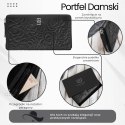 Czarny portfel damski ze skóry naturalnej w kwiaty Paolo Peruzzi AL-13-BL
