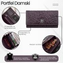 Duży portfel damski skórzany przestronny burgundowy w kwiaty Paolo Peruzzi AL-14-BGD