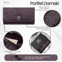 Duży portfel damski skórzany przestronny burgundowy w kwiaty Paolo Peruzzi AL-14-BGD