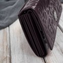 Duży portfel damski skórzany przestronny burgundowy w kwiaty Paolo Peruzzi AL-14-BGD