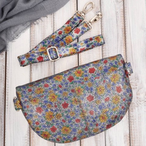 Nerka damska skórzana w kwiaty saszetka na pas na ramię Paolo Peruzzi T-36-B