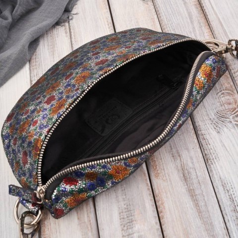 Nerka damska skórzana w kwiaty saszetka na pas na ramię Paolo Peruzzi T-36-B