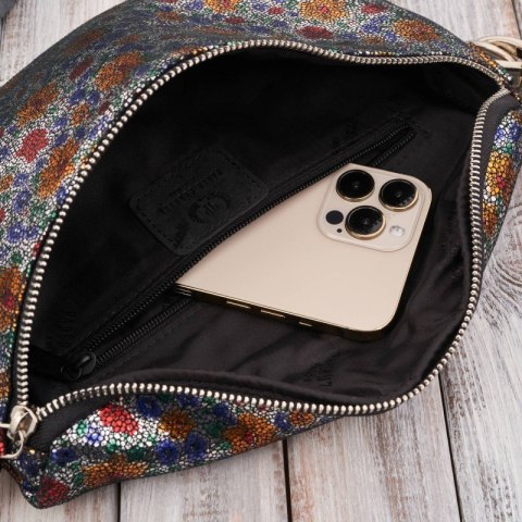 Nerka damska skórzana w kwiaty saszetka na pas na ramię Paolo Peruzzi T-36-B