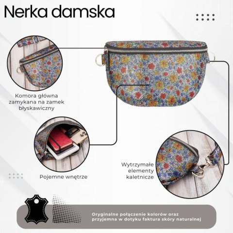 Nerka damska skórzana w kwiaty saszetka na pas na ramię Paolo Peruzzi T-36-B