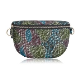 Nerka skórzana saszetka damska na pas z printem imitującym skórę wężową Paolo Peruzzi T-36-A