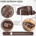 Pasek męski skórzany premium z klasyczną klamrą elegancki brązowy 110 cm Paolo Peruzzi PG-08-BR-110