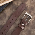 Pasek męski skórzany premium z klasyczną klamrą elegancki brązowy 110 cm Paolo Peruzzi PG-08-BR-110