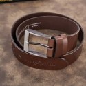 Pasek męski skórzany premium z klasyczną klamrą elegancki brązowy 120 cm Paolo Peruzzi PG-08-BR-120