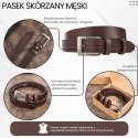 Pasek męski skórzany premium z klasyczną klamrą elegancki brązowy 120 cm Paolo Peruzzi PG-09-BR-120