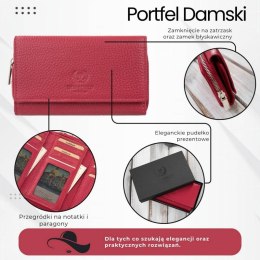 Portfel damski duży czerwony ze skóry naturalnej pojemny Paolo Peruzzi T-138-RD