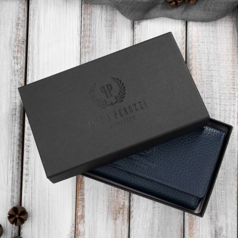 Portfel damski duży granatowy ze skóry naturalnej pojemny Paolo Peruzzi T-138-NV