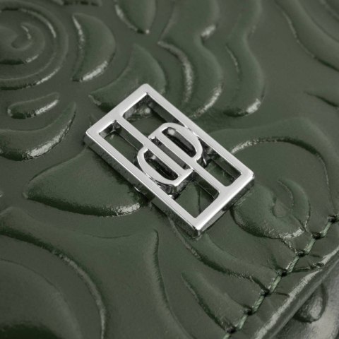 Portfel damski skórzany ciemnozielony w kwiatki duży Paolo Peruzzi AL-12-GB