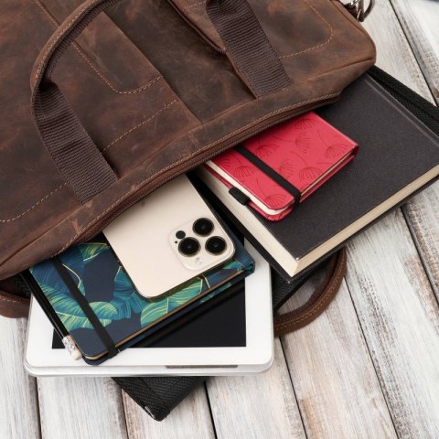 Skórzana torba męska na laptopa z uchwytem na walizkę brązowa vintage Paolo Peruzzi E-26-NBR